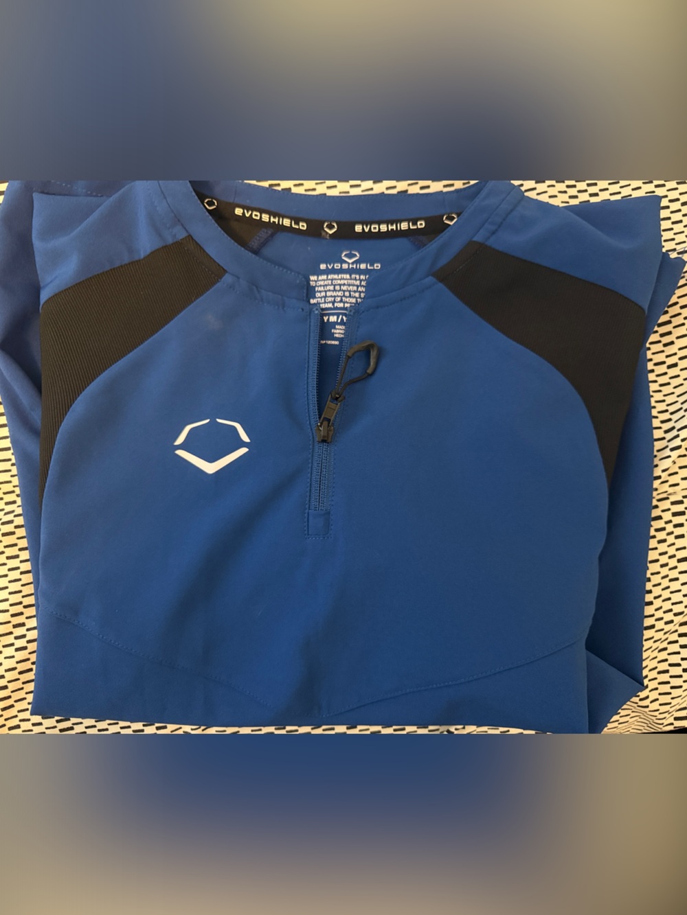 EvoShield Boys' Royal Blue Athletic Quarter-Zip baseball pullover. Youth medium